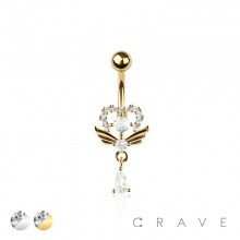 316L SURGICAL STEEL WING HEART TEARDROP DANGLE BELLY BUTTON NAVEL RING 
